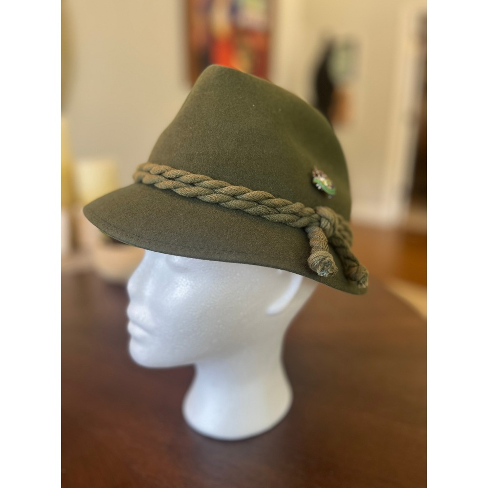 Saxon Tonak Alpine Hat Mens 58 Green Excellent Wool Felt Tyrolean Oktoberfest